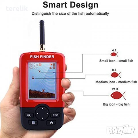 Нов БЕЗЖИЧЕН РИБОЛОВЕН СОНАР, ЦВЕТЕН, 100М от вносител 12 месеца гаранция.Страхотен подарък за рибар, снимка 8 - Оборудване и аксесоари за оръжия - 37399114