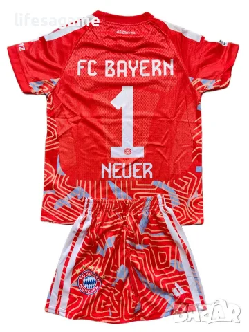 р.Детски вратарски футболен екип Байерн Мюнхен Нойер комплект Bayern Munich тениска Neuer