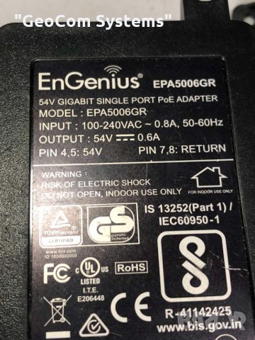 Engenius EPA5006GR PoE Gigabit Injector (54V,0,6A,100-240V), снимка 5 - Мрежови адаптери - 32109077