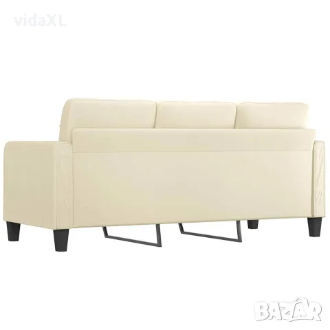 vidaXL 3-местен диван, кремав, 180 см, изкуствена кожа, снимка 5 - Дивани и мека мебел - 56147296