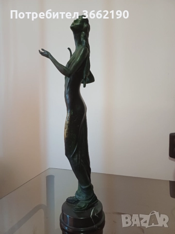 Бронзова жена с арфа, снимка 3 - Статуетки - 52515268