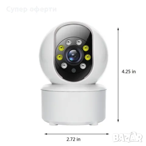 Камера 360° WiFi охранителна, с 2MP, 2-посочно аудио и нощен цвят – Идеалният бебефон за вашия дом, снимка 6 - Камери - 48704883