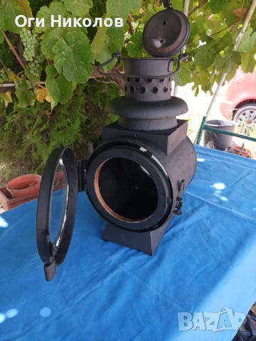 Старинен голям транспортен газов фенер, снимка 4 - Антикварни и старинни предмети - 51372068