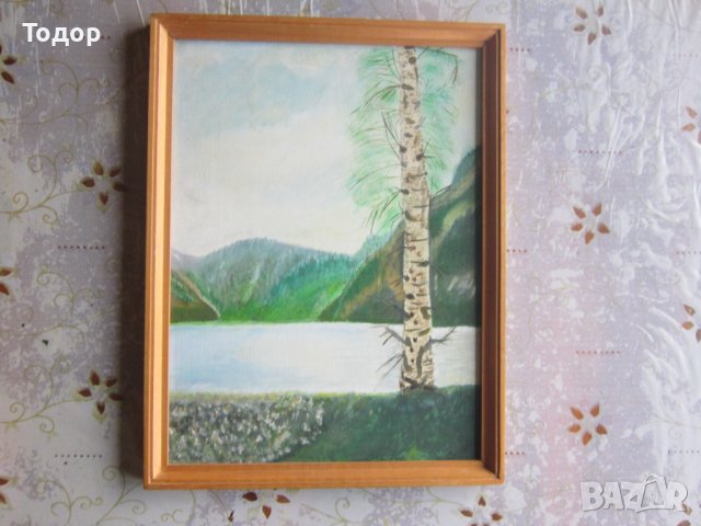 Стара картина масло върху фазер подписана , снимка 3 - Картини - 36917496