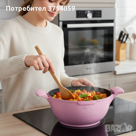 Комплект от 3 тенджери Cheffinger с мраморно покритие 20/24/28 см с капаци – незалепващи съдове за в, снимка 2 - Съдове за готвене - 53151913