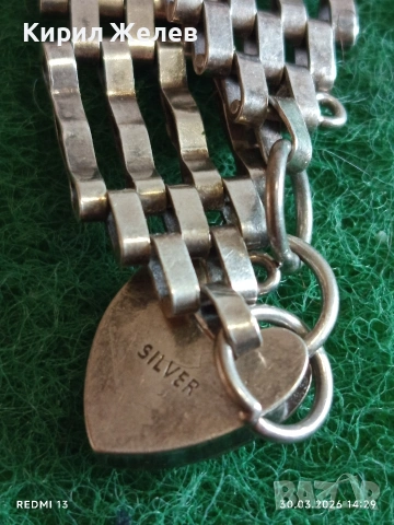 Винтидж сребърна гривна тип порта с закопчалка катинар сърце ❤️ Vonk Jewellery 53006, снимка 4 - Гривни - 54026611