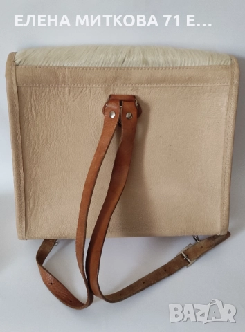 Винтидж швейцарска кожена раница с капак от кравешка кожа, снимка 3 - Раници - 51860422