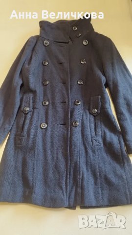 Синьо дамско зимно палто
