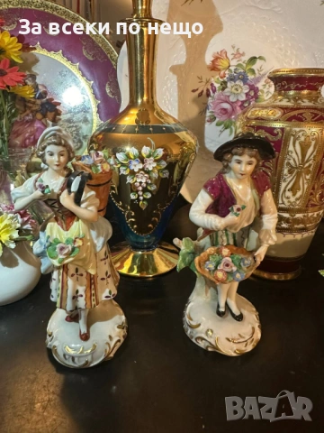 Sitzendorf Germany  “ Цветарите” класически немски фигури от средата на 20 век Код P2077, снимка 5 - Декорация за дома - 54035049