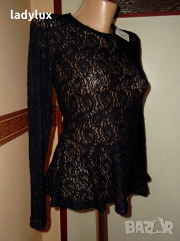 Jacqueline de Yong, Нова Дантелена блуза с пеплум, Размер XS. Код 1068, снимка 6 - Блузи с дълъг ръкав и пуловери - 29376863