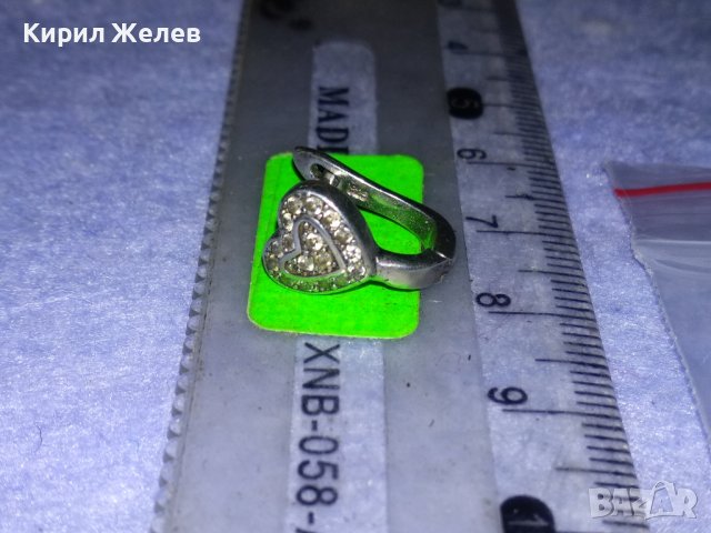 СКЪПОЦЕННА СЪРЦЕВИДНА АНГЛИЙСКА СРЕБЪРНА ВИНТИДЖ ОБИЦА СРЕБРО 925 с ФАСЕТИРАНИ ЦИРКОНЧЕТА 17260, снимка 11 - Обеци - 40762487