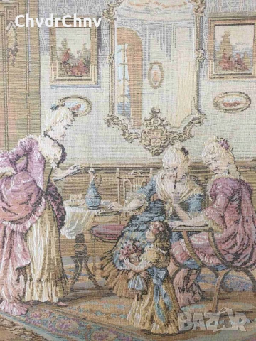 дървена рамка 148x51см/голям стар френски гоблен/барокова картина, снимка 4 - Гоблени - 50524010