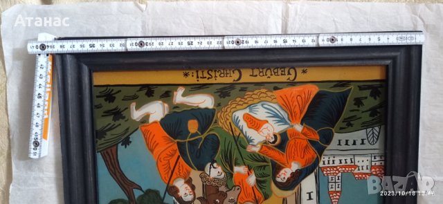 Стъклопис-Рождество Христово, снимка 3 - Антикварни и старинни предмети - 42627366