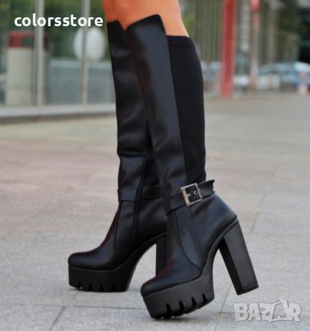 Ботуши на ток - черна кожа - 105-19