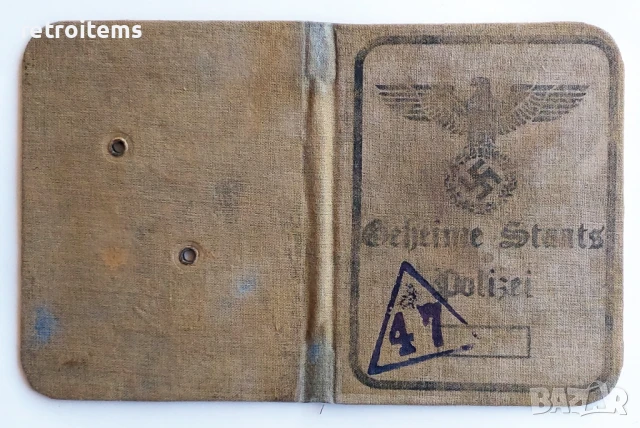 Немски документ от Втората световна война - Polizei, снимка 3 - Антикварни и старинни предмети - 51063084