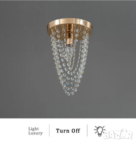 Луксозен плафон с кристали – впечатляващ светлинен ефект дори в малки помещения, снимка 3 - Друга електроника - 51947530