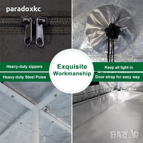 Гроубокс Палатка за отглеждане на растения и разсад - 600D - 3 размера, снимка 3 - Разсади - 52368522