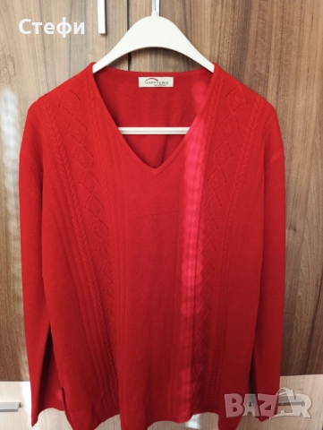 Дамски пуловер червен 3XL/4XL