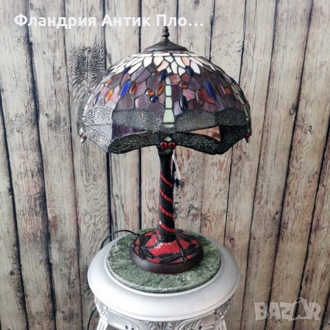 Голяма настолна лампа - Водно конче (червена), снимка 3 - Настолни лампи - 39997755