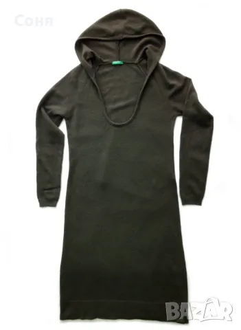 BENETTON фина вълна кафява с качулка, снимка 2 - Рокли - 48003456