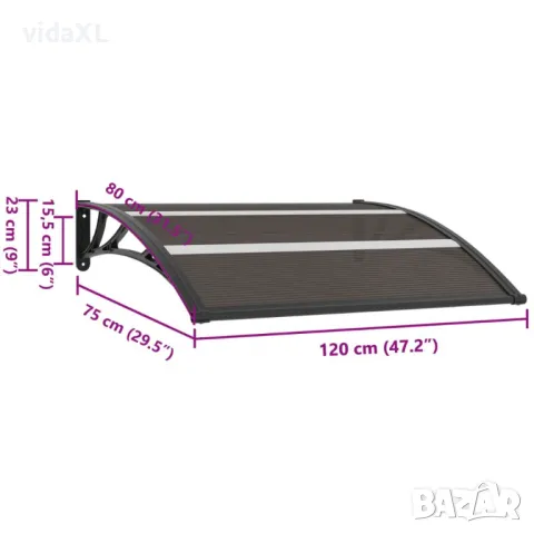 vidaXL Навес за врата черен 120x75 см PC (SKU:144823), снимка 4 - Градински мебели, декорация  - 48287522