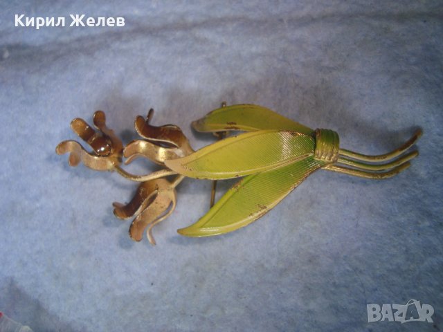 СТАРА ФЛОРАЛНА ПОЗЛАТЕНА БЕЛ ЕПОК БРОШКА - ЦВЕТЕ РЕТРО БИЖУ МАЙСТОРСКА РЯДКА ИЗРАБОТКА 20705, снимка 6 - Антикварни и старинни предмети - 37660311