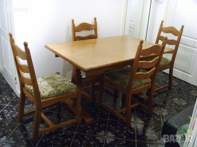 Маса с 4 стола, масив. Внос., снимка 3 - Маси - 37766221