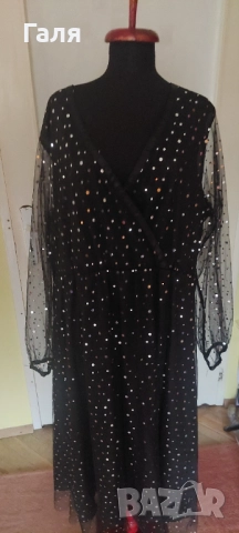 Дълга блестяща рокля с тюл размер 2-3ХЛ, снимка 2 - Рокли - 52197121