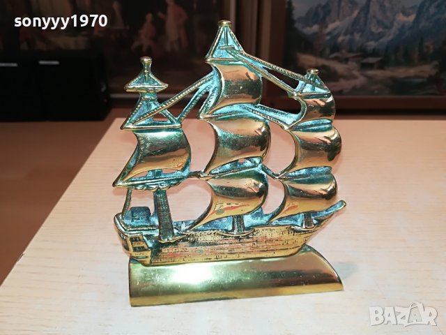 КОРАБ ОТ АНГЛИЯ-МЕД/МЕСИНГ 2305221818, снимка 3 - Антикварни и старинни предмети - 36853838