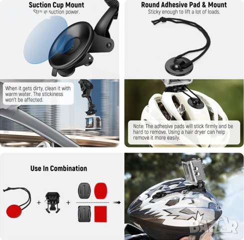 NEEWER 50 в 1 - комплект аксесоари за екшън камера - GoPro Hero 11, 10 9 8 7 Max Fusion Insta360, , снимка 6 - Камери - 39897472