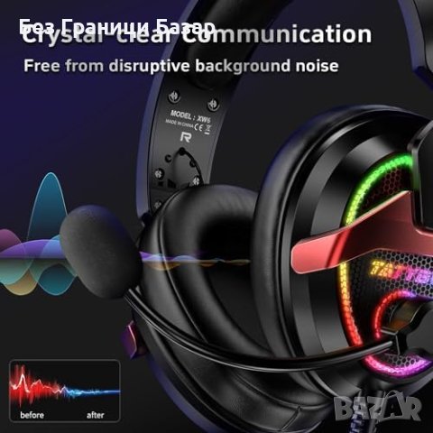 Tatybo Слушалки за PC/PS5/Xbox, RGB, Ултра-Ясен Микрофон, снимка 3 - Слушалки и портативни колонки - 44179473