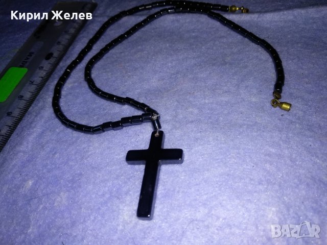 АРТ КОЛИЕ с КРЪСТЧЕ от ПОЛИРАН ХЕМАТИТ 34729, снимка 5 - Колиета, медальони, синджири - 39178175
