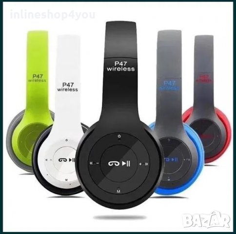 Безжични Bluetooth слушалки P47, FM радио, MP3 player, Вграден микрофо, снимка 1 - Слушалки и портативни колонки - 31023384