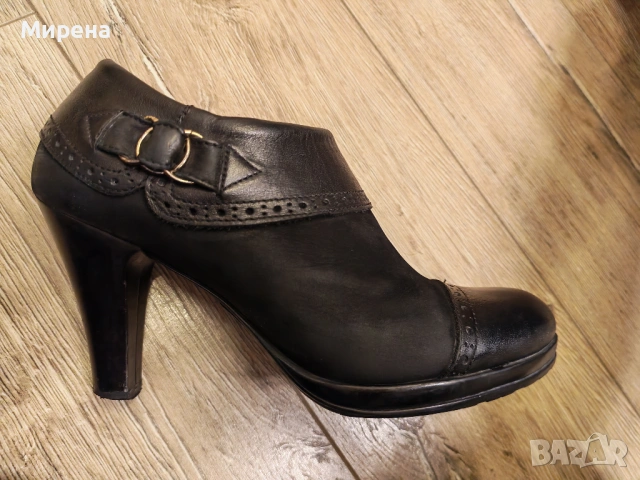 Елегантни затворени обувки от естествена кожа и набук, 38 номер, снимка 4 - Дамски обувки на ток - 53150060