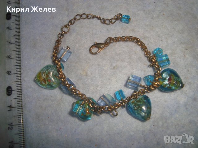 КРАСИВА АРТ ДЕКО СТИЛ ГРИВНА с ВИСУЛКИ от ЦВЕТНО ВЕНЕЦИАНСКО СТЪКЛО МУРАНО 29421, снимка 5 - Гривни - 37789222