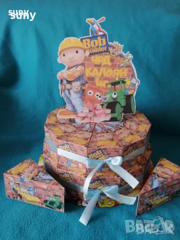 Картонена торта Боб строителя