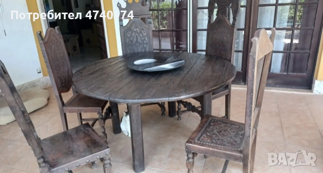 Масивна дървена маса . Подарък  4 стола, снимка 4 - Маси - 53829423