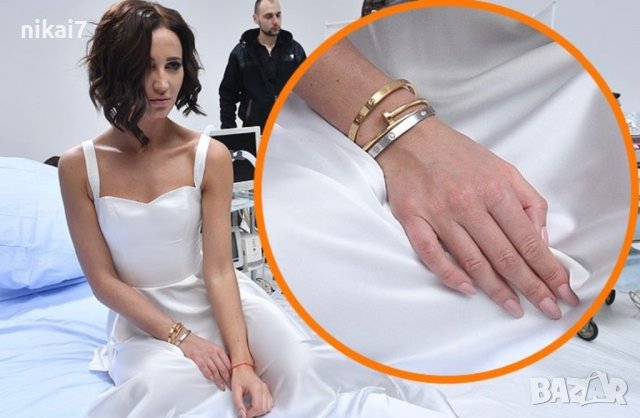 дамска гривна Cartierr + отверка и гравиран надпис бяло / жълто злато, снимка 3 - Гривни - 37619949