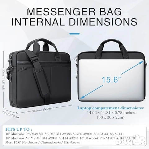 Разширяема чанта за лаптоп RAINYEAR, подходяща за 15,6-инчов лаптоп, снимка 5 - Чанти - 51462149