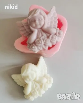 Ангел подпрян на рози дълбок силиконов молд форма фондан шоколад гипс свещ сапун, снимка 5 - Форми - 32714153