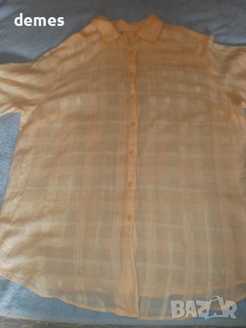 Фина дамска блуза опал къс ръкав, портокалов цвят, размер 48, снимка 4 - Корсети, бюстиета, топове - 37916979