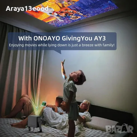 Мини проектор ONOAYO AY3 1080P – Wi-Fi, Bluetooth, 500 ANSI, Auto Keystone, снимка 5 - Плейъри, домашно кино, прожектори - 55939504