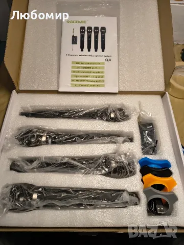 UHF безжична микрофонна система 4-канален безжичен микрофон с 4 ръчни динамични микрофона 

, снимка 3 - Микрофони - 49533997