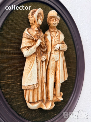 Овална 3D картина с буржоазна сцена. №7842, снимка 4 - Антикварни и старинни предмети - 53095913