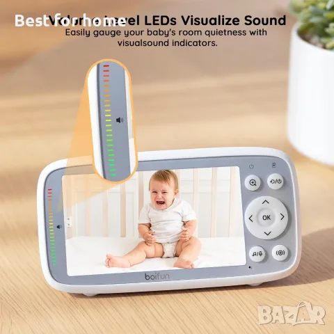 Бебешки монитор Boifun без WiFi, камера и аудио, 4" 720P IPS екран, 1 камера, снимка 4 - Бебефони - 56175646