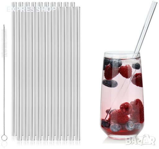 4бр. Сламки КОМПЛЕКТ СТЪКЛЕНИ СЛАМКИ ЗА МНОГОКРАТНА УПОТРЕБА, снимка 1