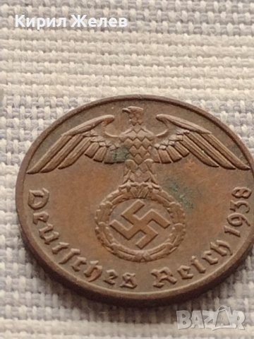 Монета 1 райхсфенинг 1938г. Германия Трети Райх с СХВАСТИКА за КОЛЕКЦИЯ 31575, снимка 8 - Нумизматика и бонистика - 42823566