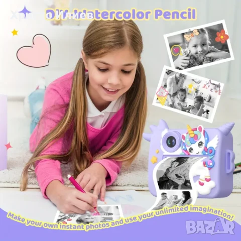 Инстантен детски фотоапарат 1080P HD 48MP Фотоапарат за моментни снимки принтер 2 в 1, снимка 16 - Други - 49846507