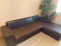 Ъглов диван с лежанка и функция сън от висококачествена еко кожа , снимка 1