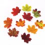 25 бр Изкуствени есенни листа листо за декорация и украса от текстил кленови, снимка 2